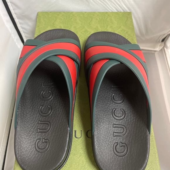 Excellent condition Gucci Mens Slipon 8 (38) Green/Red - Picture 7 of 14